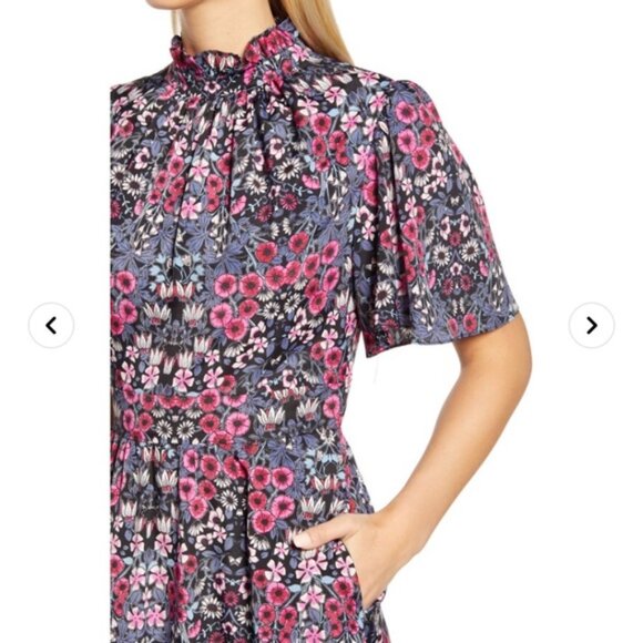 Julia Jordan Ruffle Neck Flutter Sleeve A-Line Dress 4 - Picture 3 of 16